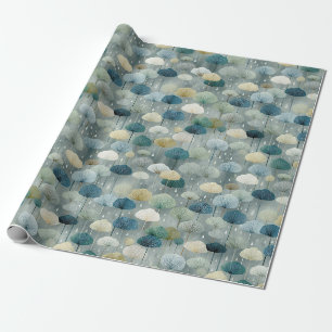 Papier Cadeau Motif floral de jardin de pluie serein (1)