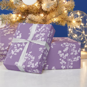 Papier Cadeau Motif floral de lilas lavande féminin