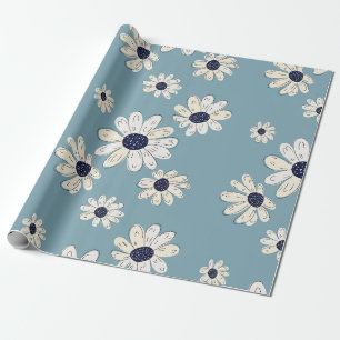 Papier Cadeau Motif floral de marguerite minimaliste (2)