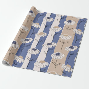 Papier Cadeau Motif floral de marguerite minimaliste (4)
