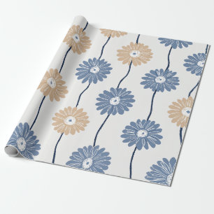 Papier Cadeau Motif floral de marguerite minimaliste (6)