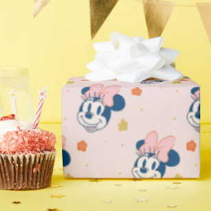 Papier Cadeau Motif floral de Minnie Mouse souriante