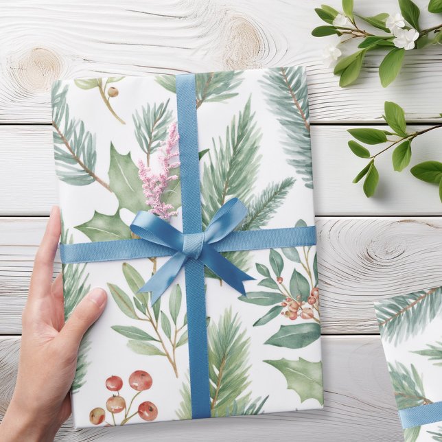 Papier Cadeau Motif floral de Noël moderne (Créateur téléchargé)