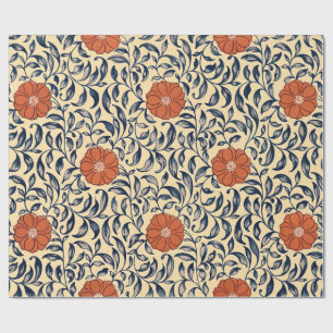 Papier Cadeau Motif floral de pivoine chinoise Art nouveau vinta