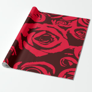 Papier Cadeau Motif floral de roses rouges vecteur élégant