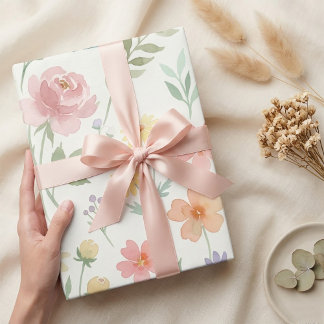 Papier Cadeau Motif floral délicat à l'aquarelle sans couture – 