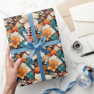 Papier Cadeau Motif floral élégant de fleurs vintage