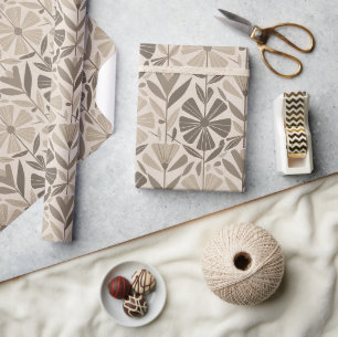 Papier Cadeau Motif floral géométrique scandinave