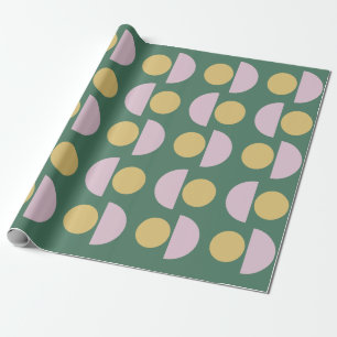 Papier Cadeau Motif floral géométrique scandinave en vert