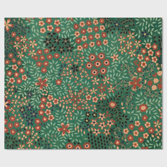 Papier Cadeau Motif floral japonais vintage joli (Plat)