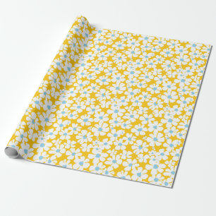 Papier Cadeau Motif floral jaune de marguerite vintage de voyage
