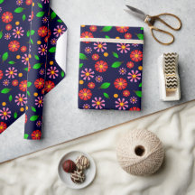 Motif floral minimaliste moderne bleu foncé