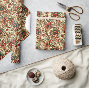 Papier Cadeau Motif Floral Paisley d'inspiration médiévale