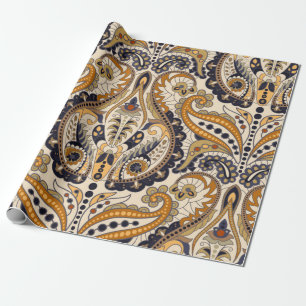 Papier Cadeau Motif floral Paisley incomparable. Ornement coloré