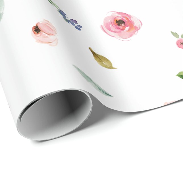 Papier Cadeau Motif floral Peony Roses Fleurs Cute Pastel (Coin rond)