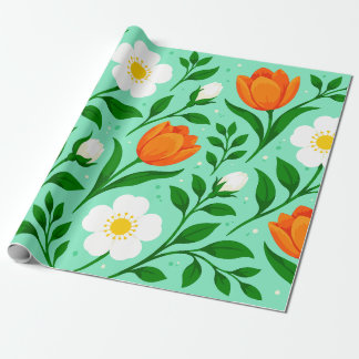 Papier Cadeau Motif floral printanier coloré sans couture