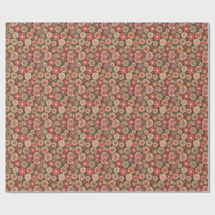 Papier Cadeau Motif floral rétro des années 70 