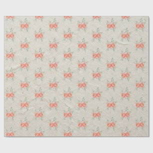 Papier Cadeau Motif floral rose gold et rose corail