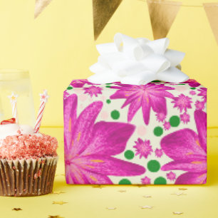 Papier Cadeau Motif floral rose vif sans couture