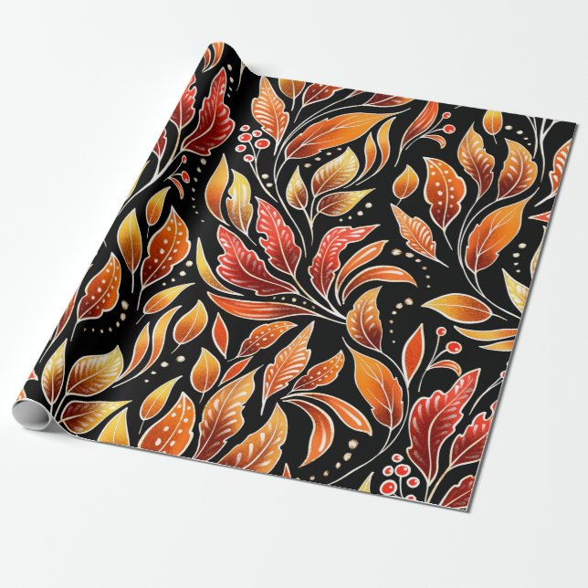 Papier Cadeau Motif floral sans soudure. Arrière - plan d'automn (Déroulé)