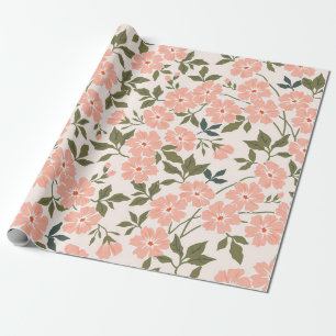 Papier Cadeau Motif floral vintage et tendance. Nb