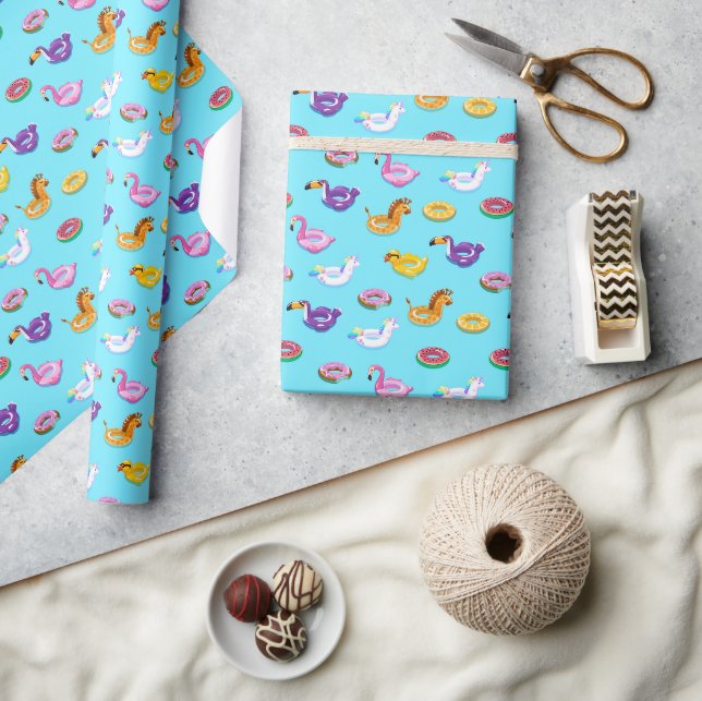 Papier Cadeau Motif flottant de la piscine d'été (Artisanat)