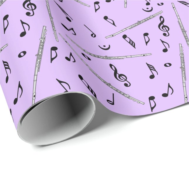 Papier Cadeau Motif Flute Music Note (Coin rond)