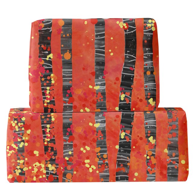Papier Cadeau Motif forestier d'Aspen Birch Tree (Birch tree forest aspen woodland red pattern gift wrapping paper )