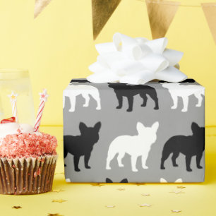 Papier Cadeau Motif français de silhouettes de Bulldog