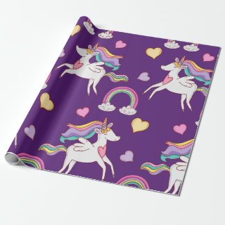Papier Cadeau Motif Funny Unicorn Magique Cheval mignon