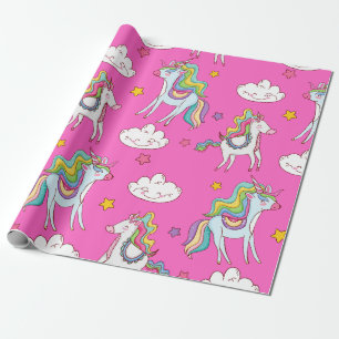 Papier Cadeau Motif Funny Unicorn mignonne