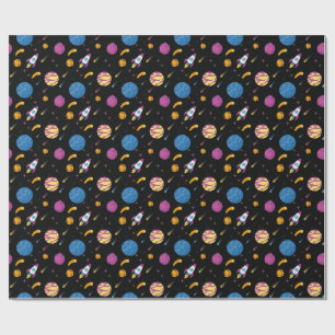 Papier Cadeau Motif Galaxy Voyage en vaisseau spatial