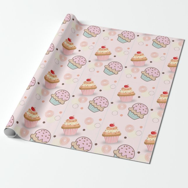 Papier Cadeau motif gâteaux (Déroulé)