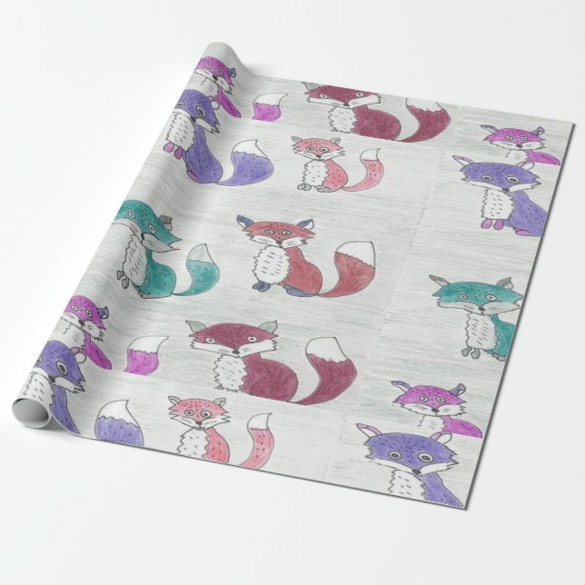 Papier Cadeau Motif génial de renards (Déroulé)