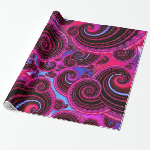 Papier Cadeau Motif génial de rose et de remous de turquoise