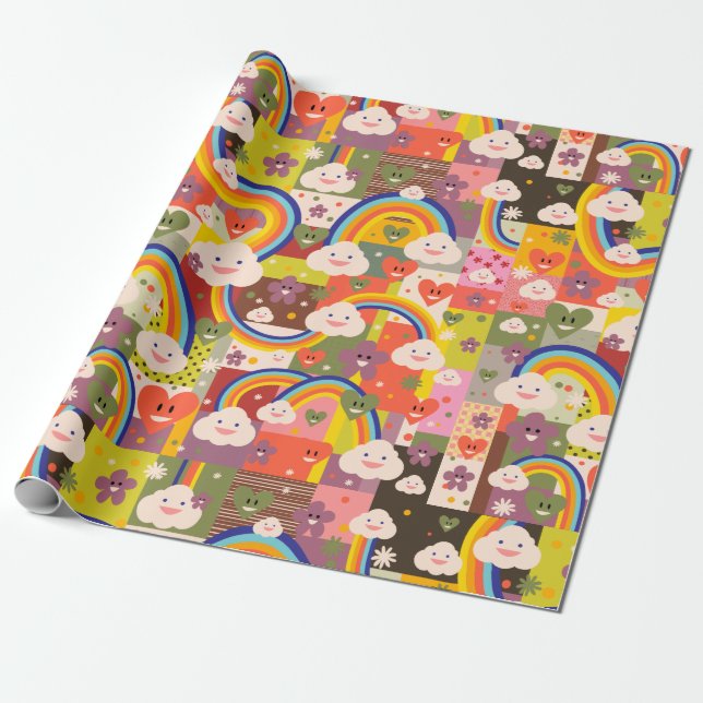 Papier Cadeau Motif génial mignon d'illustration de harajuku (Déroulé)