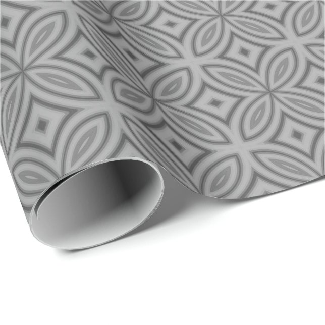 Papier Cadeau Motif géométrique à fleurs abstraites à deux tons  (Coin rond)