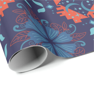 Papier Cadeau Motif géométrique abstrait avec alternance de roug