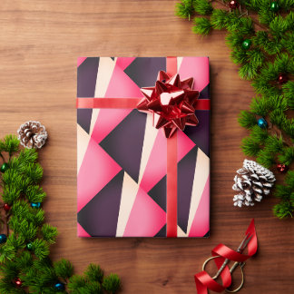 Papier Cadeau Motif géométrique abstrait rose et noir