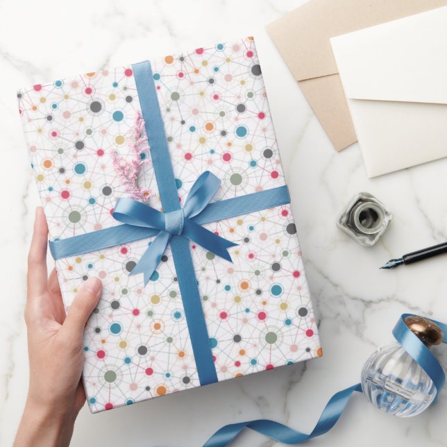 Papier Cadeau Motif géométrique avec points multicolores (Cadeaux)