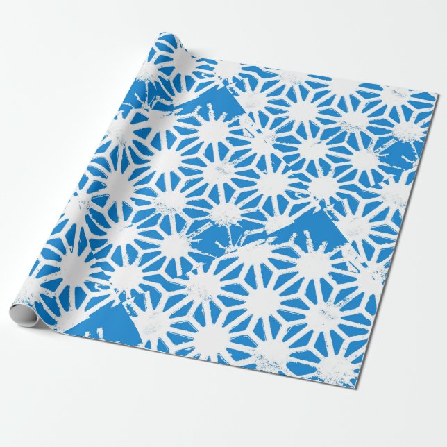 Papier Cadeau Motif géométrique bleu (Déroulé)