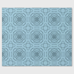 Papier Cadeau Motif géométrique bleu élégant en lignes continues