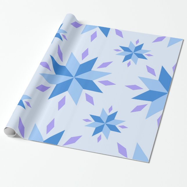 Papier Cadeau Motif géométrique bleu hollandais (Déroulé)