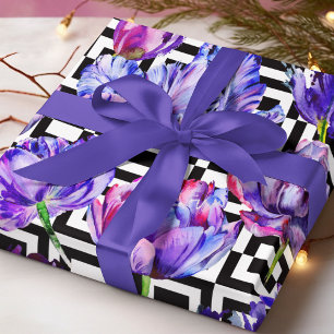 Papier Cadeau Motif géométrique chic et violet moderne