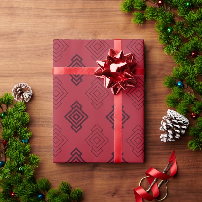 Papier Cadeau Motif géométrique d'abrégé sur chic rouge (Cadeau de vacances)