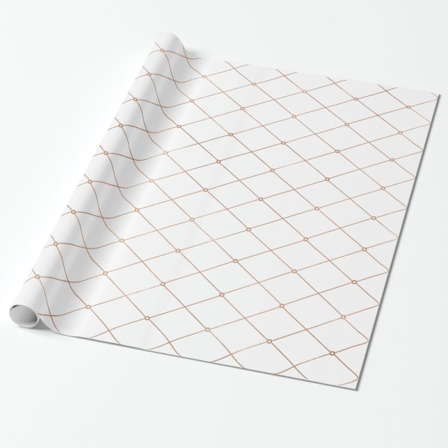 Papier Cadeau Motif géométrique de diamant d'or rose (Déroulé)