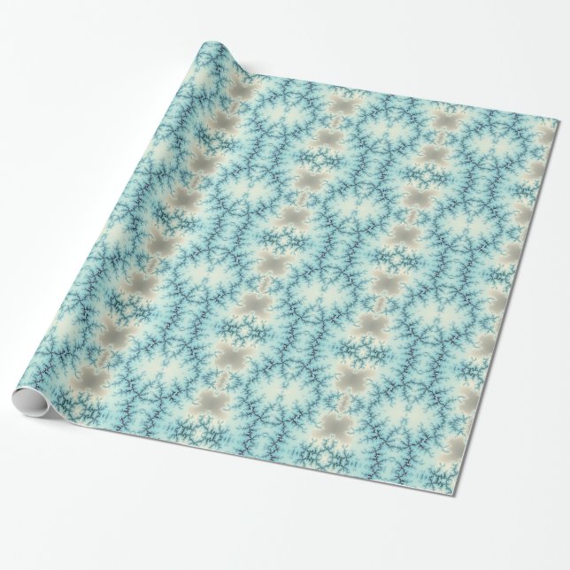 Papier Cadeau motif géométrique de flocons de neige gris bleu Ab (Déroulé)