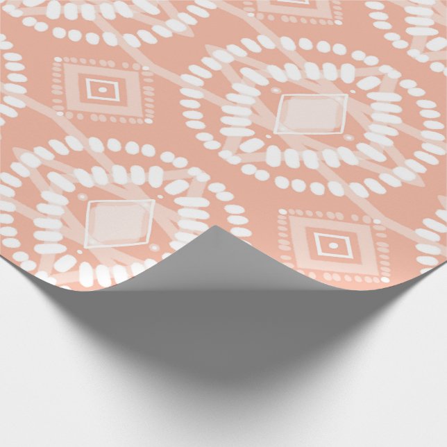 Papier Cadeau Motif géométrique de flux rose et blanc (Coin)