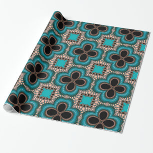 Papier Cadeau Motif géométrique de style marocain turquoise et n