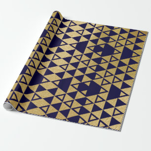 Papier Cadeau Motif géométrique de triangle de feuille d'or de